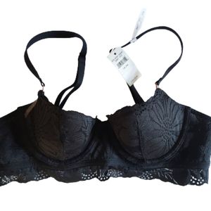 AERIE Push Up Black Lace Underwire Bra Size 34A NEW NWT